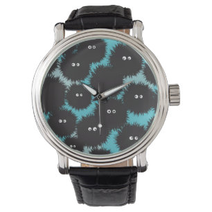 Funny black fluffy monsters watch