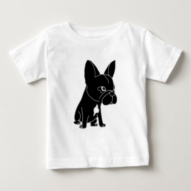 Funny Black French Bulldog Puppy Dog Baby T-Shirt (Front)