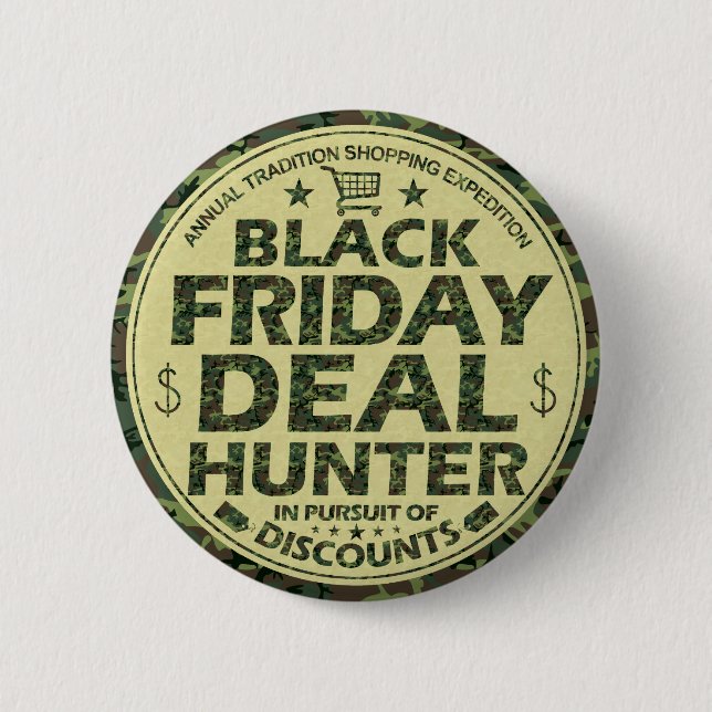 Funny Black Friday Deal Hunter Discount Shoppers 6 Cm Round Badge (Front)
