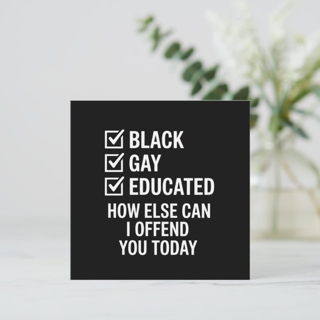 Funny Black Gay Pride Support LGBTQ Rights Invitation (Standing Front)