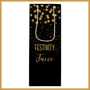 Funny Black Gold Festive Wine Gift Bag