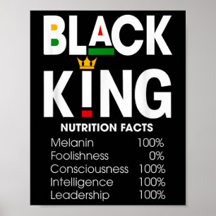 Funny Black King Nutrition Facts Black History Mon Poster