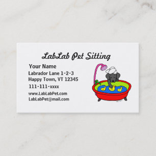 Funny Black Lab Cartoon Pet Sitting Business Card