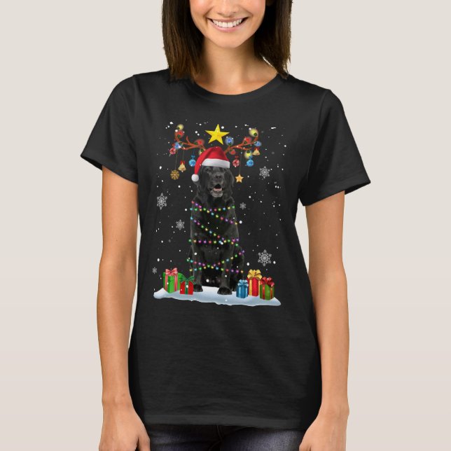 Funny Black Lab Dog Christmas Reindeer Christmas L T-Shirt (Front)