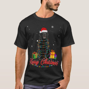 Funny Black Lab Dog Christmas Santa Christmas Ligh T-Shirt