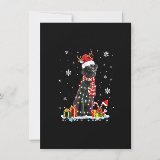 Funny Black Lab Dog Christmas Tee Reindeer Christm Invitation (Front)