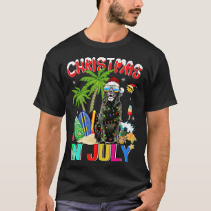 Funny Black Lab in Santa Hat Sunglasses Christmas  T-Shirt