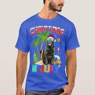 Funny Black Lab in Santa Hat Sunglasses Christmas  T-Shirt
