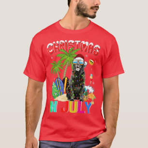 Funny Black Lab in Santa Hat Sunglasses Christmas  T-Shirt