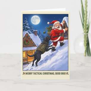 Funny Black Lab K9 Military Christmas Card