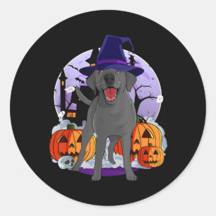 Funny Black Lab Labrador Dog Halloween Witch Classic Round Sticker