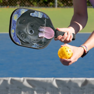 Funny Black Lab Personalised Text  Pickleball Paddle