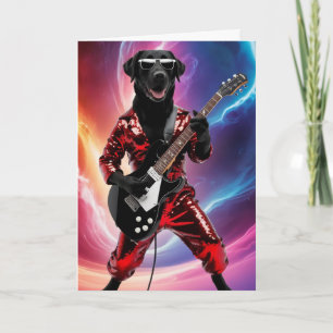 Funny Black Lab Rock Star Card