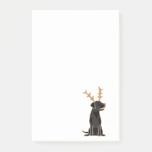 Funny Black Lab with Reindeer Antlers Christmas Post-it Notes