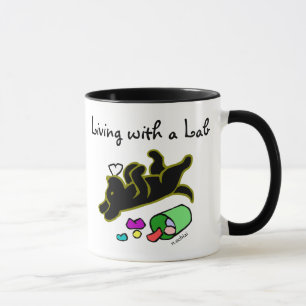 Funny Black Labrador Cartoon Illustration Mug