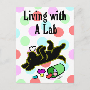 Funny Black Labrador Cartoon Illustration Postcard