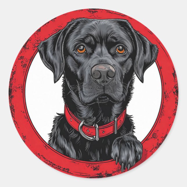 Funny black labrador classic round sticker (Front)