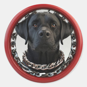 Funny black labrador classic round sticker