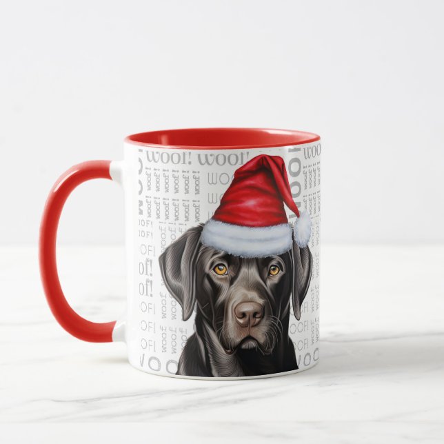 Funny Black Labrador Retriever Christmas Dog Mug (Left)