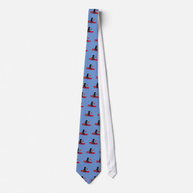 Funny Black Labrador Retriever Dog Kayaking Tie (Front)