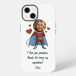 Funny Black & Maroon Cartoon Superhero Grandma iPhone 13 Case