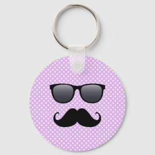 Funny Black Moustache And Glasses Key Ring