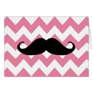 Funny Black Moustache And Pink Chevron Pattern