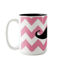 Funny Black Moustache And Pink Chevron Pattern