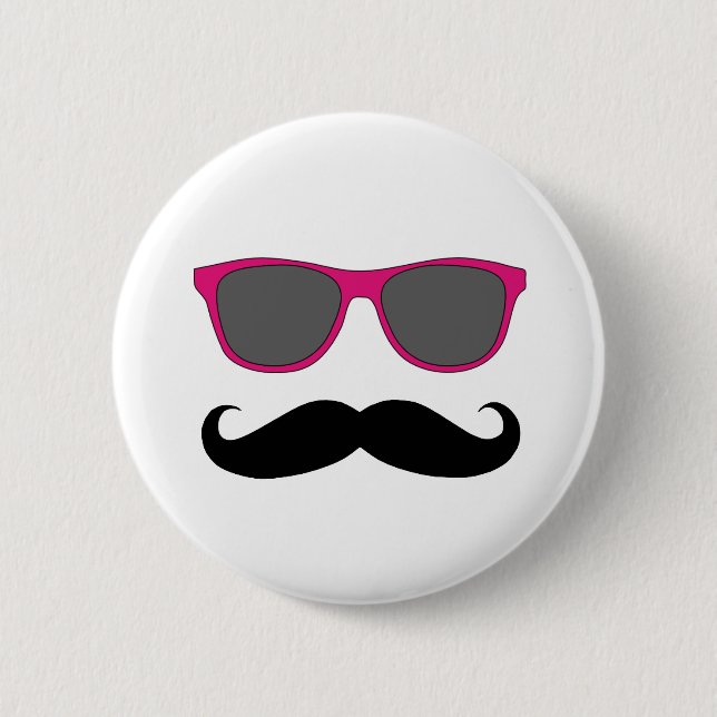 Funny Black Moustache and Pink Sunglasses Pin (Front)