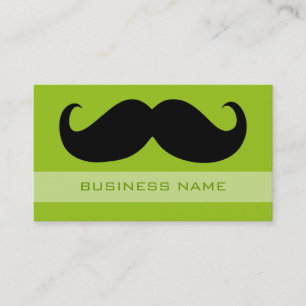 Funny Black Moustache and Plain Lime Business Card