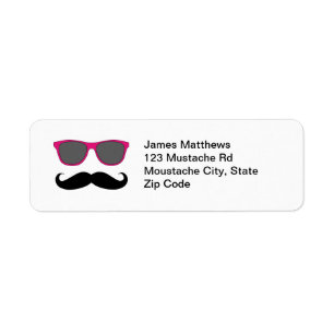 Funny Black Moustache and Sunglasses Return Addres Address Label