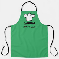 Funny black moustache BBQ chef apron for men