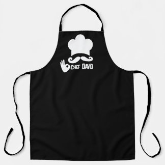 Funny Black Moustache Chef Name Apron