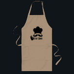 Funny Black Moustache Custom Long Apron<br><div class="desc">Real Men Cook Custom Gifts Personalised Kitchen Birthday,  Gift for Husband,  Gifts for Dad,  Daddy Christmas For Him,  Funny BBQ Apron,  Father's Day,   Funny black moustache BBQ</div>