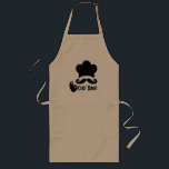 Funny Black Moustache Custom Long Apron<br><div class="desc">Real Men Cook Custom Gifts Personalised Kitchen Birthday,  Gift for Husband,  Gifts for Dad,  Daddy Christmas For Him,  Funny BBQ Apron,  Father's Day,   Funny black moustache BBQ</div>
