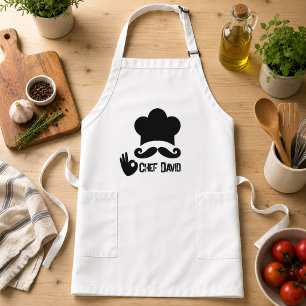 Funny Black Moustache Custom Long Apron