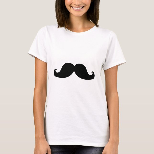 Funny Black Moustache Humour T-Shirt (Front)