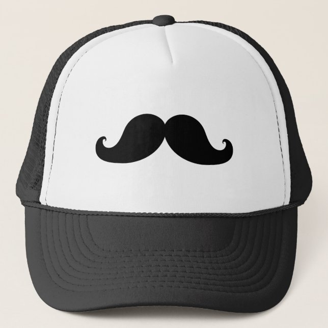 Funny Black Moustache Humour Trucker Hat (Front)