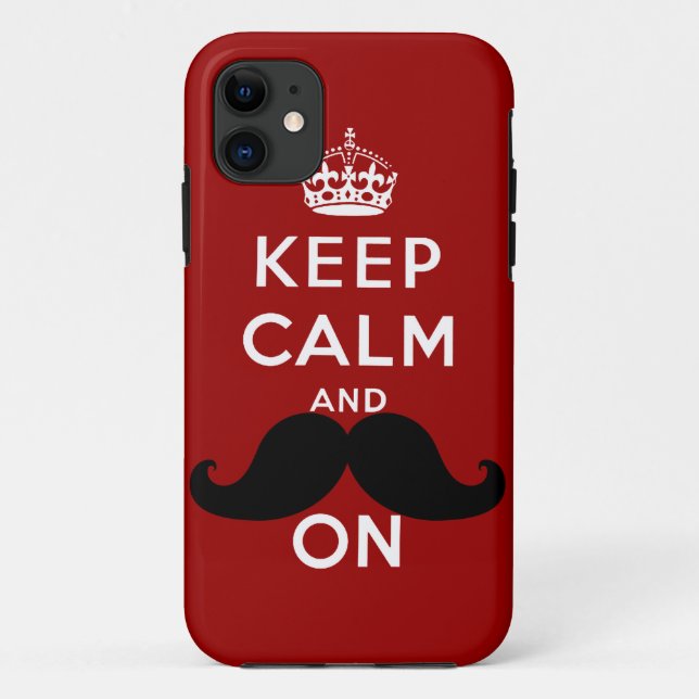 Funny Black Moustache Keep Calm Case-Mate iPhone Case (Back)