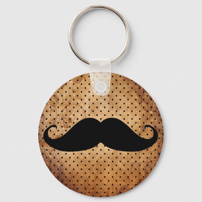 Funny Black Moustache Key Ring (Front)