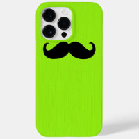 Funny Black Moustache on Lime Green Background