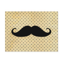 Funny Black Moustache On Vintage Yellow Polka Dots