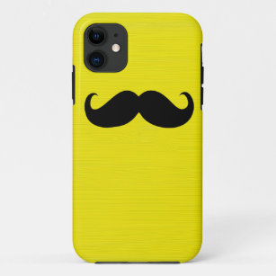 Funny Black Moustache on Yellow Background iPhone 11 Case