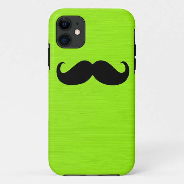Funny Black Moustache on Yellow Green Background Case-Mate iPhone Case (Back)