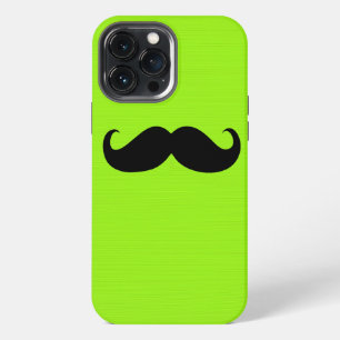 Funny Black Moustache on Yellow Green Background iPhone 13 Pro Max Case