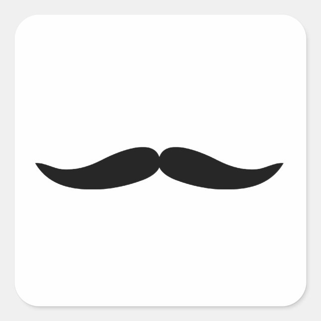 Funny Black Moustache or Moustache Square Sticker (Front)
