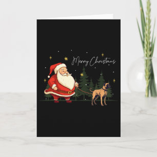 Funny Black Mouth Cur Dog Santa Claus Christmas Wa Card
