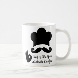 Funny Black Mustache Custom Text Name Hat Chef Coffee Mug