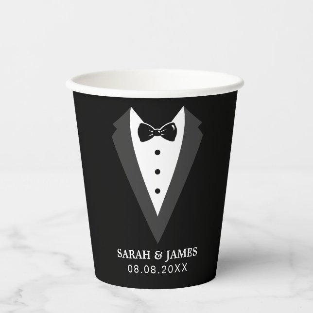 Funny Black Personalised Groomsmen Paper cup (Front)