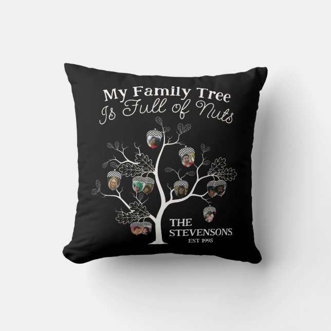 Funny Black Picture Family Tree is Full of Nuts   Cushion (Front)
